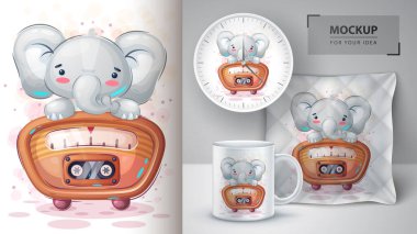 Fil dinle müzik afişi ve pazarlama.