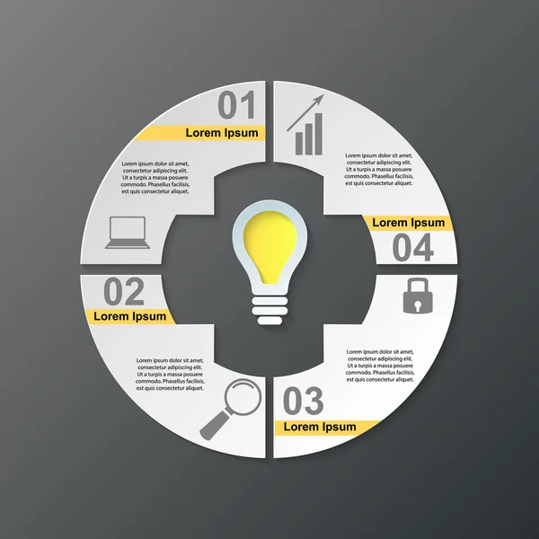 Abstract 3d digitale illustratie Infographic. Lamp pictogram. — Stockvector