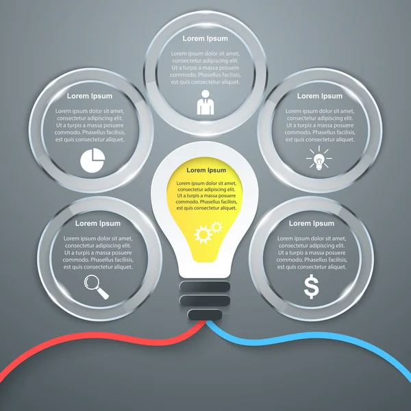 Resumo ilustração digital 3D Infográfico. Ícone da lâmpada . —  Vetores de Stock