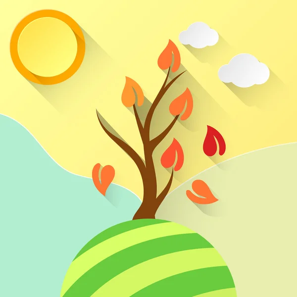 Ilustración vectorial del paisaje naranja del día soleado . — Vector de stock