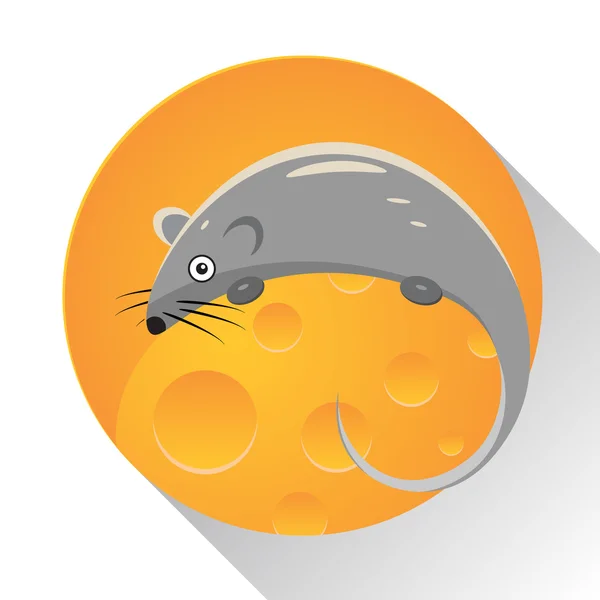 Icono del ratón. Icono de queso . — Vector de stock