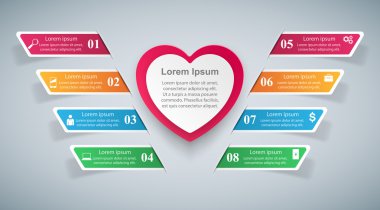 Kırmızı ve beyaz kağıt kalpler Sevgililer günü.