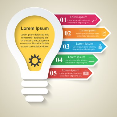 3D Dijital illüstrasyon Infographic soyut. Ampul simgesi. Işık simgesi.