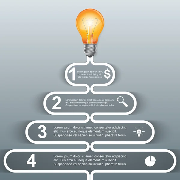 Diseño infográfico sobre fondo gris. Icono de bombilla. Icono de luz . — Archivo Imágenes Vectoriales