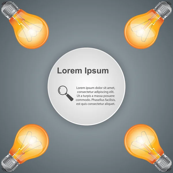 Infografik-Design auf grauem Hintergrund. Glühbirnen-Symbol. Lichtzeichen. — Stockvektor