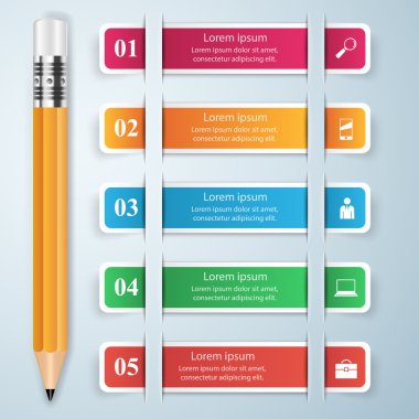 Infographic tasarım gri arka plan üzerinde. Kurşun kalem simgesini.