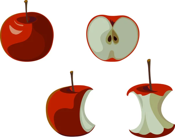 Apple, appels, rood, — Stockvector