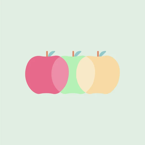 Ilustracja Trzech Jabłek Różowe Zielone Żółte Jabłko Vector Clip Art — Wektor stockowy