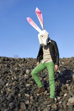 Paskalya tavşanı geometrik maskeli rock.
