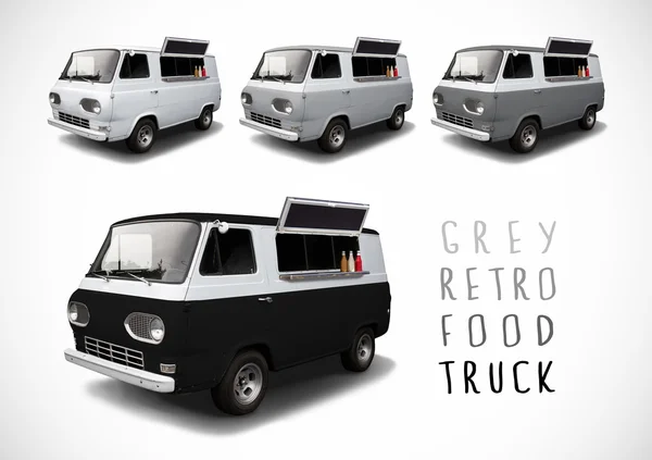 Set of gray tones food truck — Stock Photo, Image