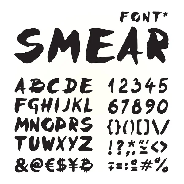 Smear hand painted font — Stock Vector