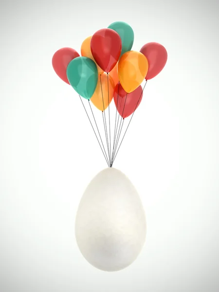 Påskägg som flyger på ballonger — Stockfoto