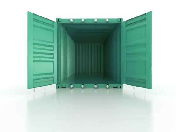 밝은 녹색 금속 열 화물 컨테이너 운송 — 스톡 사진