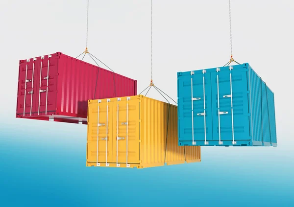 Tre container sui ganci — Foto Stock