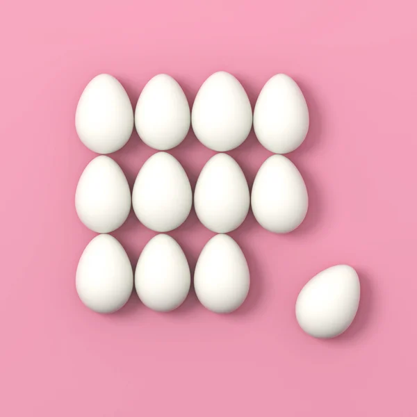 Dozen of eggs on pink background — Stock Photo, Image