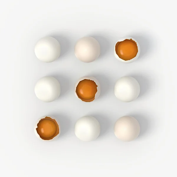 부서진된 계란 게임-삼목 — 스톡 사진