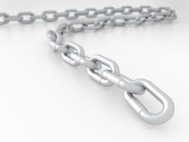 Fragment of links of a chain snake close up focal blure