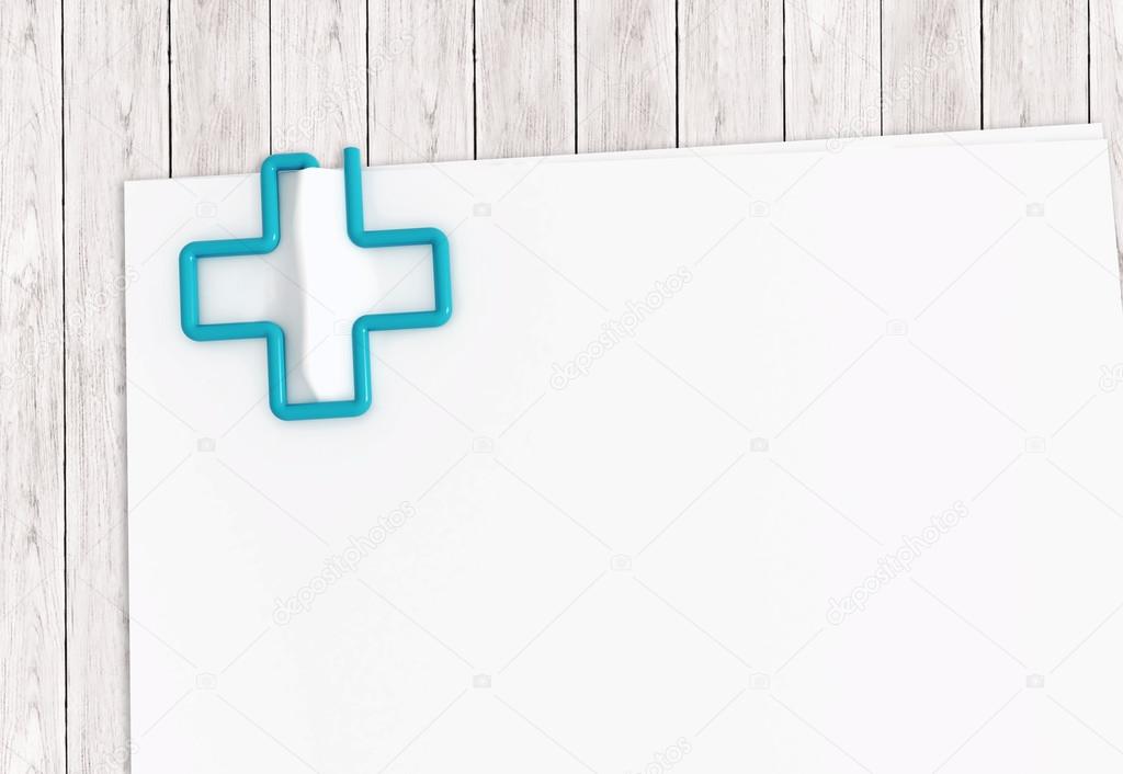 Medical document template with cross paper clip isolated