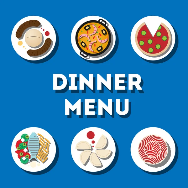 Večerní menu, moderní ploché ikony — Stockový vektor