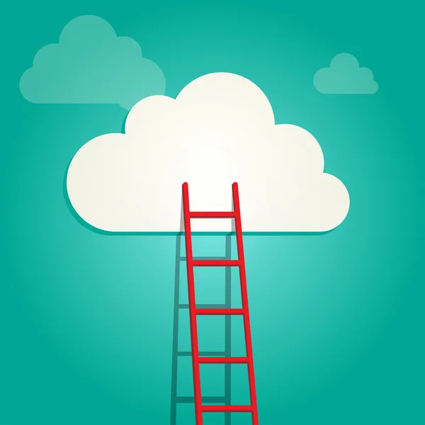 Ladder on the clouds concept set — Stock Vector