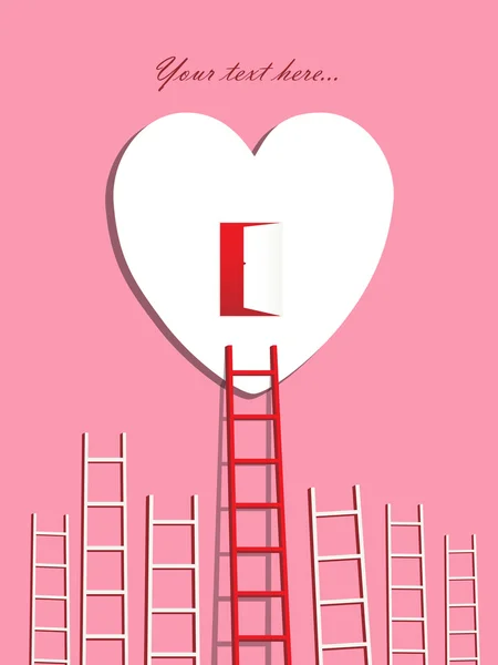 Escada que conduz a uma ilustração do coração — Vetor de Stock