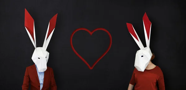 Feliz San Valentín conejos historia de amor —  Fotos de Stock