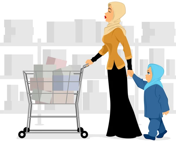 Moeder en dochter winkelen — Stockvector