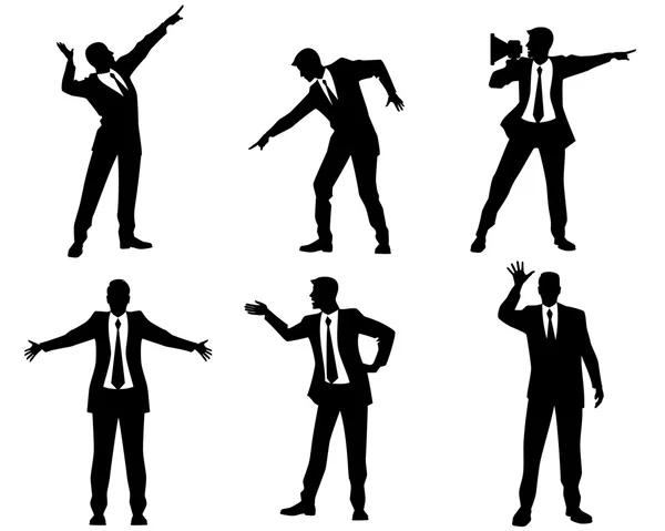 Six businessmen silhouettes — Stock Vector