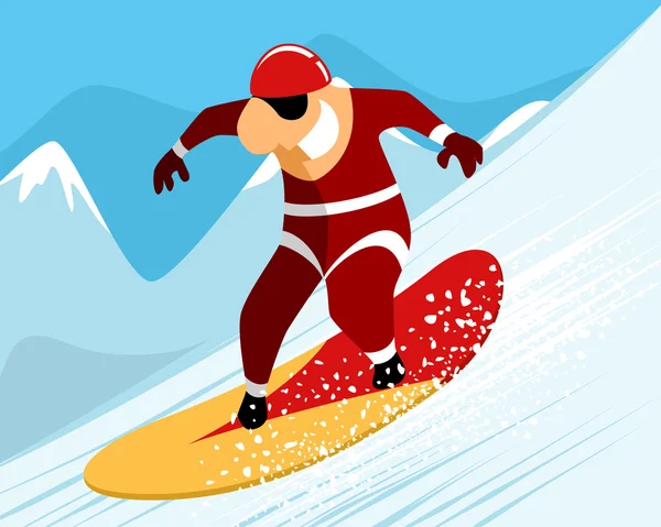 Homem montando em snowboard — Vetor de Stock