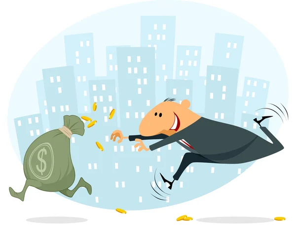 Divertido hombre de negocios corriendo — Vector de stock