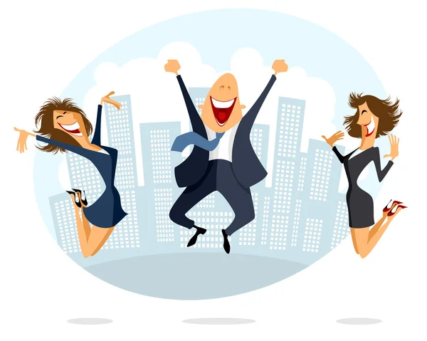 Businessman and businesswoman jumping — Stock Vector