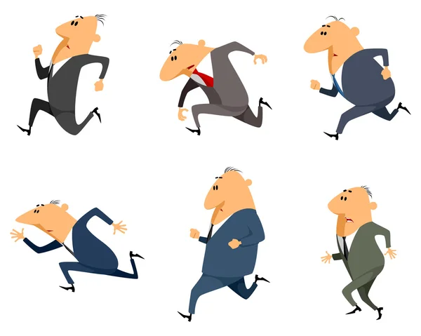 Seis hombres de negocios corriendo — Vector de stock