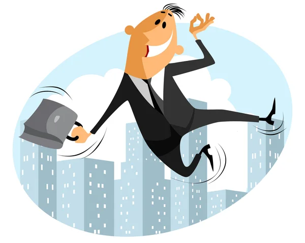 Funny jumping businessman — Stock Vector