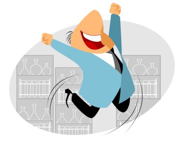 Funny scientist jumps clipart
