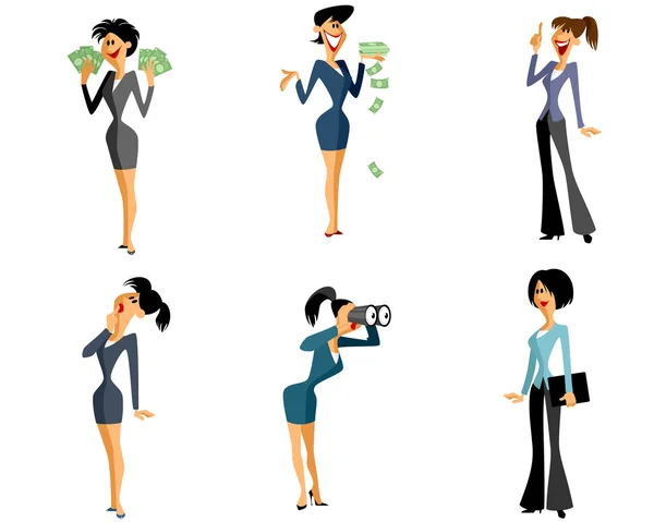 六女企业家设置 — 图库矢量图片