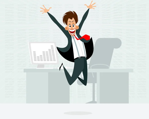 Businessman jumping in office — Stock Vector