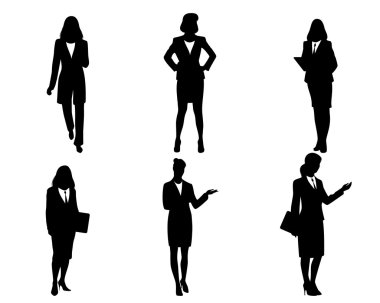 Altı iş kadınları siluetleri