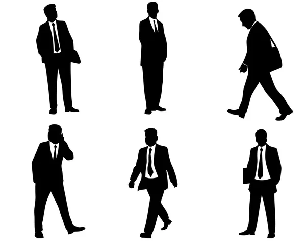 Six businessman silhouettes — Stock Vector