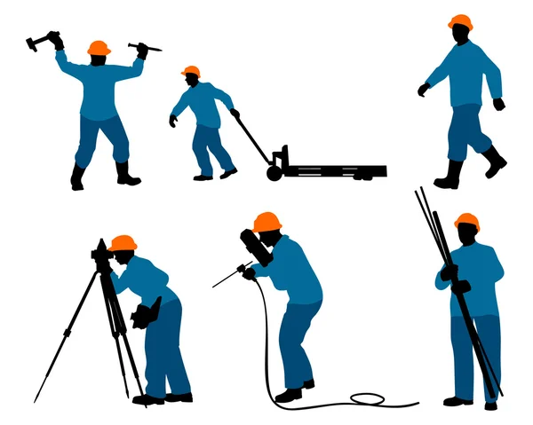 Six silhouettes de constructeurs — Image vectorielle