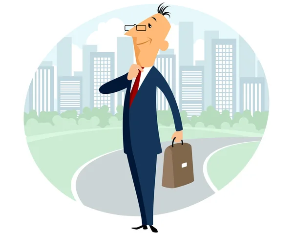 Businessman on city background — Stock Vector