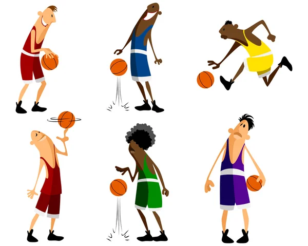 Sechs Basketballspieler — Stockvektor