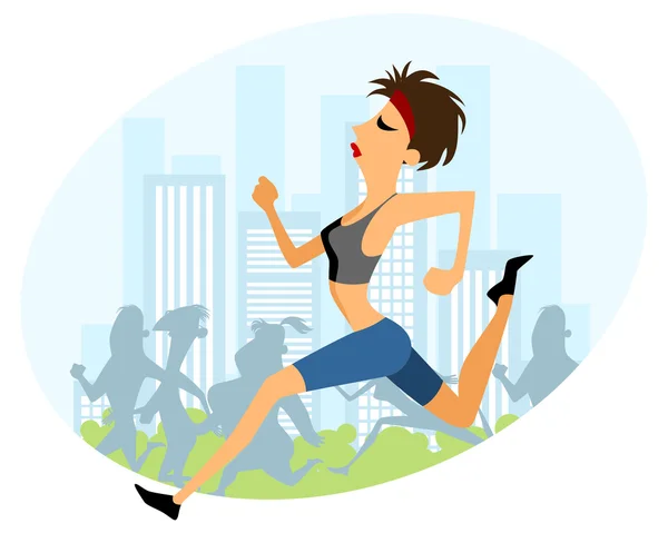 Μαραθώνιο τρέχοντας κορίτσι — Διανυσματικό Αρχείο