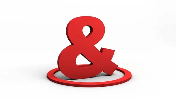 Piros Ampersand Szimbólum Belül Kör Illusztráció Fehér Semleges Háttér Elszigetelt — Stock Fotó