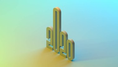 2020 logo as a hand showing the middle finger or shit. Shit year. Text. 3D illustration.