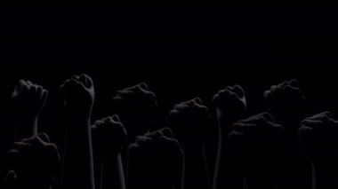 Siyah arka planda siyah yumruklar. Siyahların Yaşamı Önemlidir. Kesinti. Sosyal adalet kavramı. 3 Boyutlu Hazırlama.