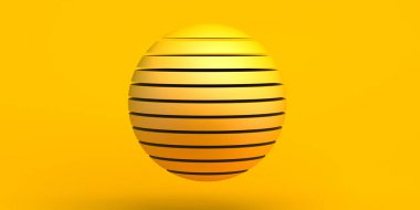 Çizgi küreli bir arka plan. Soyut sarı kompozisyon. 3d