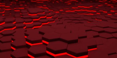 Altıgen panellerin soyut arkaplanı. Pankart. 3d illüstrasyon.