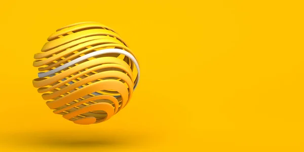 Antecedentes Com Esfera Linhas Composição Amarela Abstrata — Fotografia de Stock