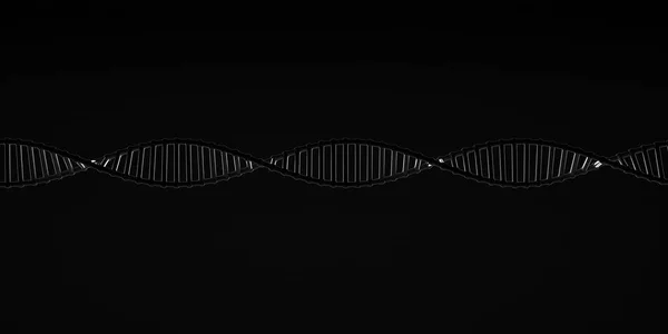 Chaîne Adn Sur Fond Noir Isolé Lumière Bord Séquence Molécules — Photo