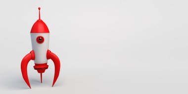 Roket fırlatmayı bekliyor. Yeni bir ürün veya hizmetin geliştirilmesi ve tanıtımı. Başla. 3d illüstrasyon.